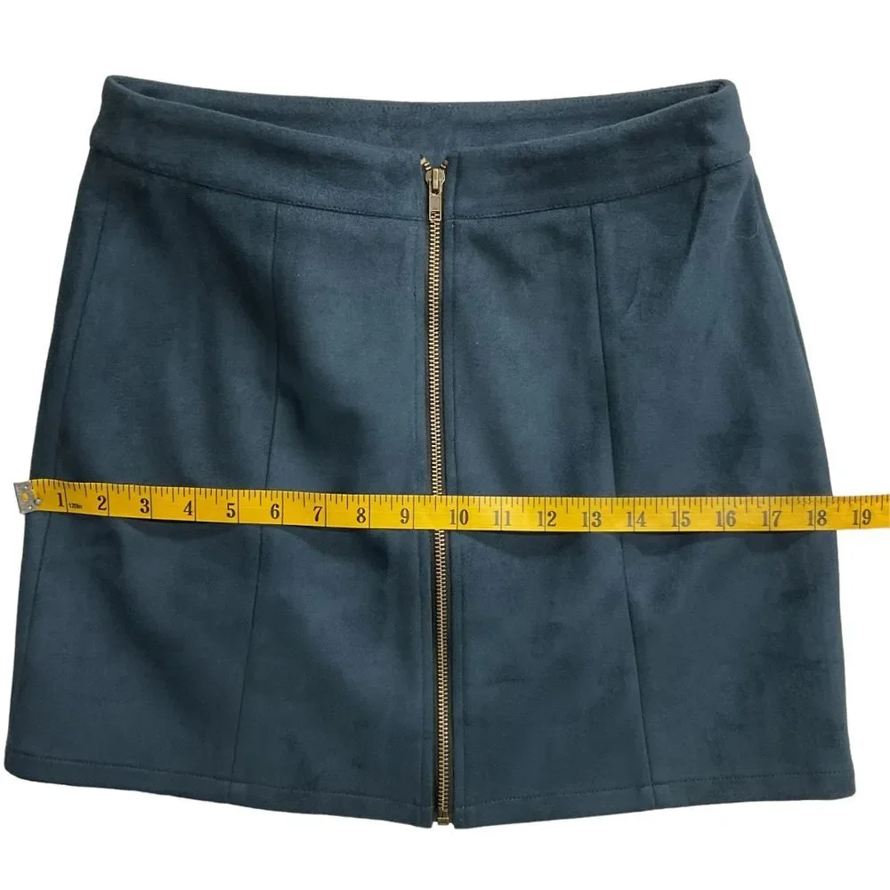 Hyfve Women's Zip‎ Up A-Line Mini Skirt Navy Blue Size M Rise Casual Chic